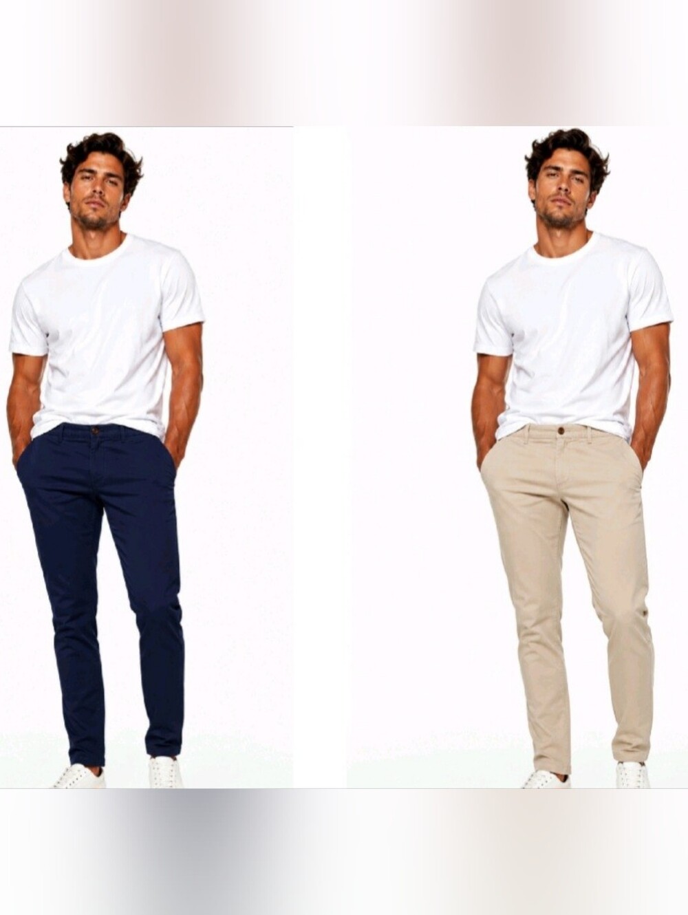 J Crew Men's Flex Slim Straight Chino Pants Bundle - Navy & Khaki (W:34/L:32)